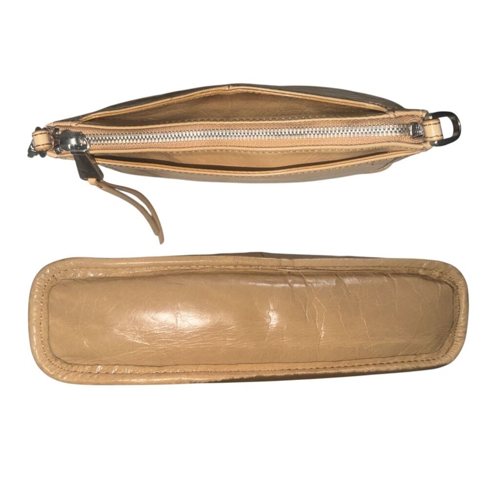 Hobo Cadence Convertible Crossbody Beige Distressed Leather Clutch Shoulder Bag - Picture 9 of 12